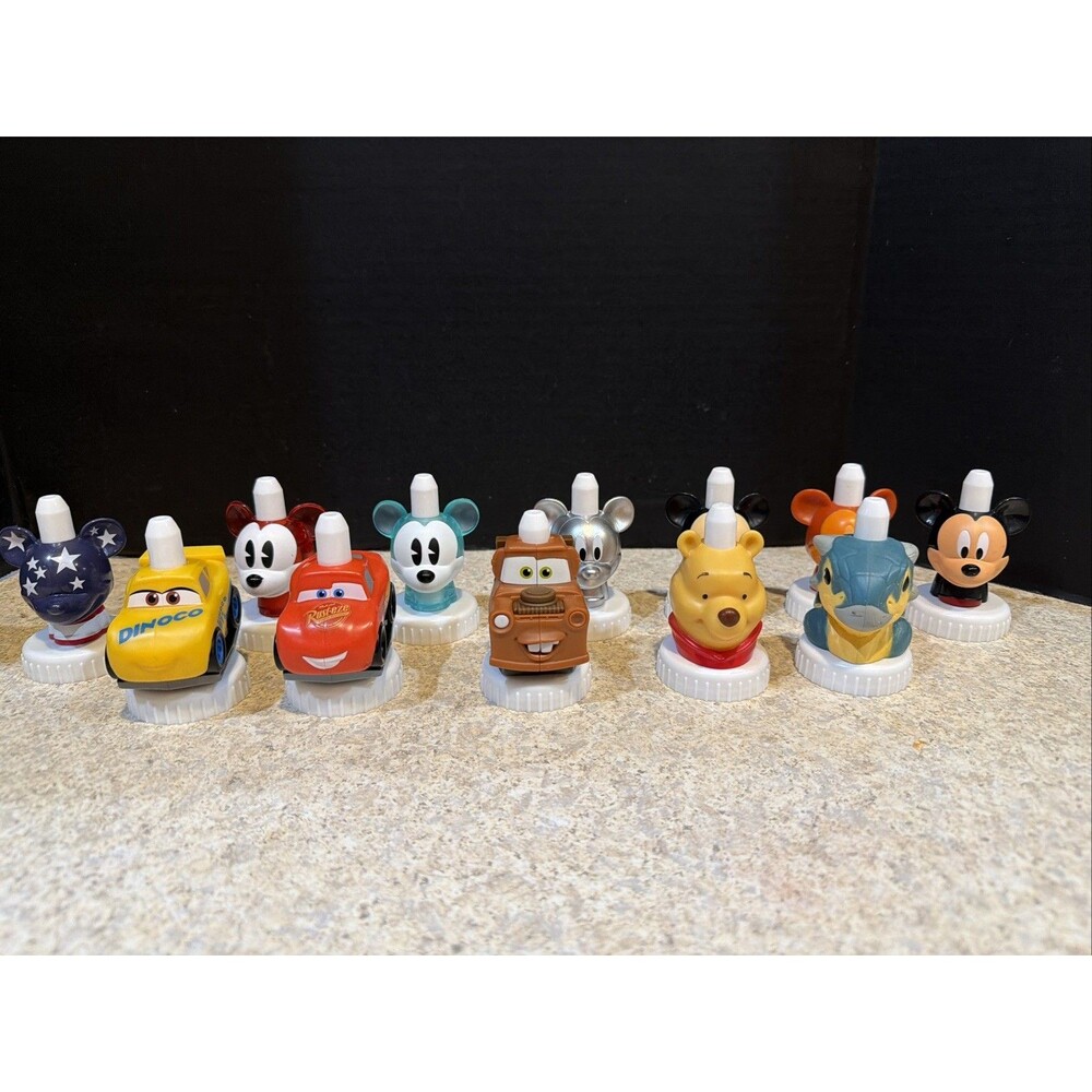 Good 2 Grow Lot of 12 Collectible Juice Bottle Toppers-7 Mickeys, 3 Cars, Pooh